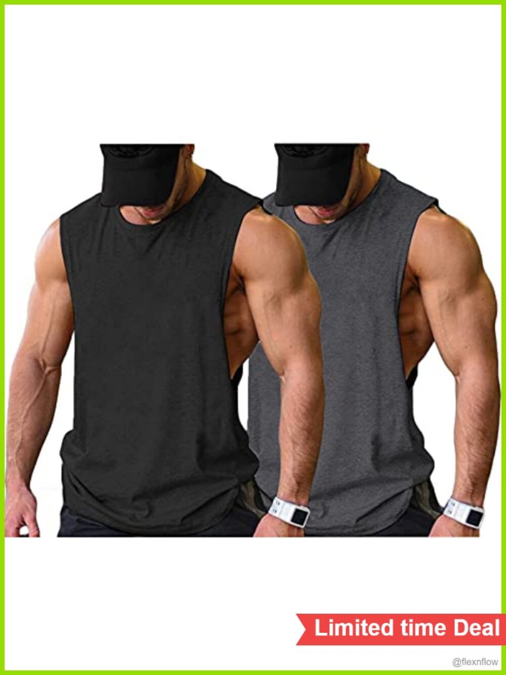 Men's Workout Tank Top 2 Pack Sleeveless Gym Bodybuilding Shirt